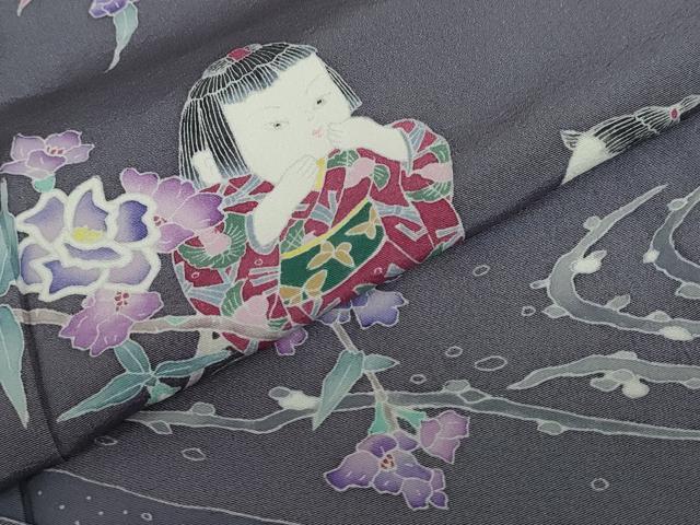 平和屋着物●本加賀友禅作家　岡本幸治　訪問着　童子遊び　さが美扱い　正絹　逸品　DABF1192ud