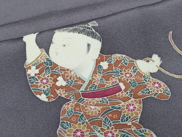 平和屋着物●本加賀友禅作家　岡本幸治　訪問着　童子遊び　さが美扱い　正絹　逸品　DABF1192ud