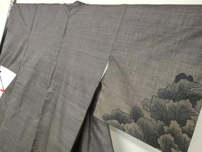 平和屋着物●本場大島紬　訪問着　9マルキ　風景樹林文　正絹　逸品　DABF1195ud