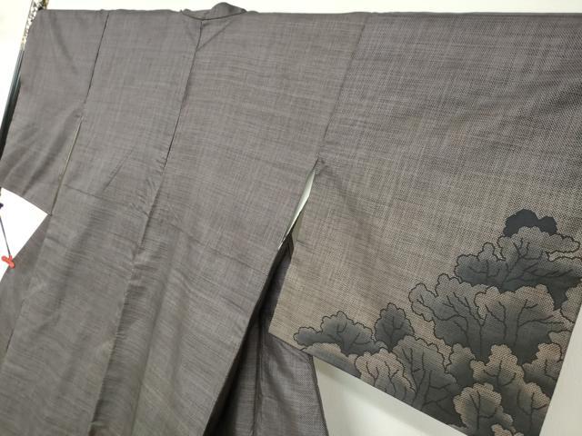 平和屋着物●本場大島紬　訪問着　9マルキ　風景樹林文　正絹　逸品　DABF1195ud