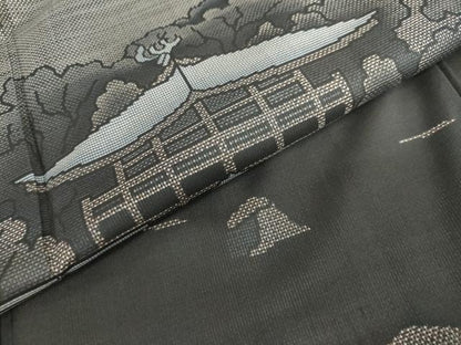 平和屋着物●本場大島紬　訪問着　9マルキ　風景樹林文　正絹　逸品　DABF1195ud