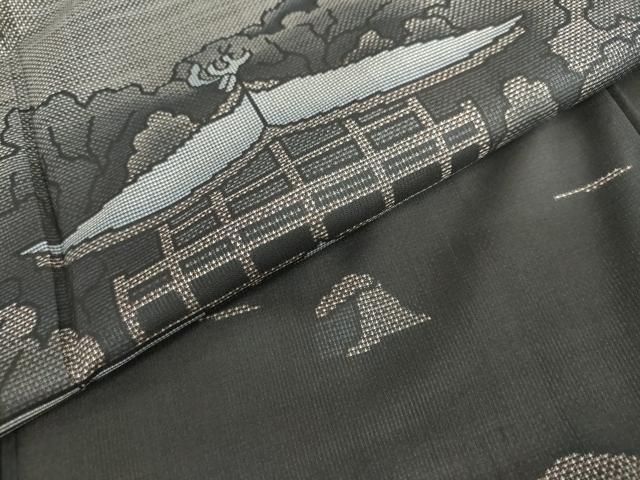 平和屋着物●本場大島紬　訪問着　9マルキ　風景樹林文　正絹　逸品　DABF1195ud