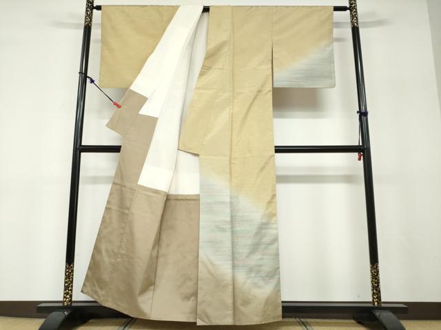 平和屋着物●訪問着　紬地　霞文　金通し地　正絹　逸品　DABF1198ud