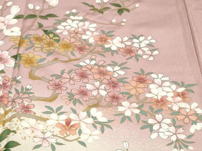 平和屋着物●訪問着　流水草花文　暈し染め　金彩　正絹　逸品　DABF1200ud