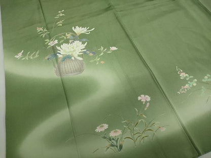 平和屋着物●友禅作家　北川聖水　訪問着　花籠文　暈し染め　正絹　逸品　DABF1202ud