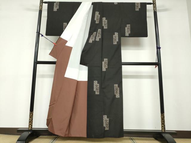 平和屋着物●本場大島紬　地空き　9マルキ　短冊松文　正絹　逸品　DABF1205ud