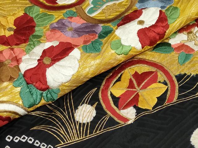 平和屋着物●豪華振袖　絞り　草花文　金彩　正絹　逸品　DABF1206ud