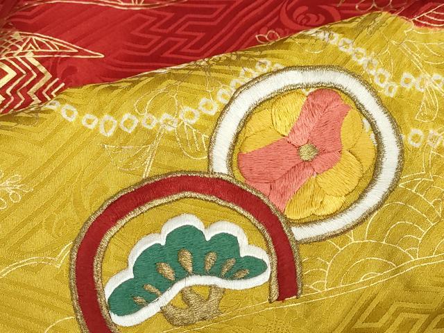 平和屋着物●豪華振袖　絞り　草花文　金彩　正絹　逸品　DABF1206ud