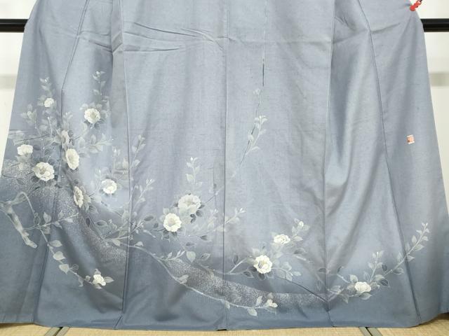 平和屋着物●訪問着　作家物　紬地　草花文　暈し染め　正絹　逸品　DABF1208ud