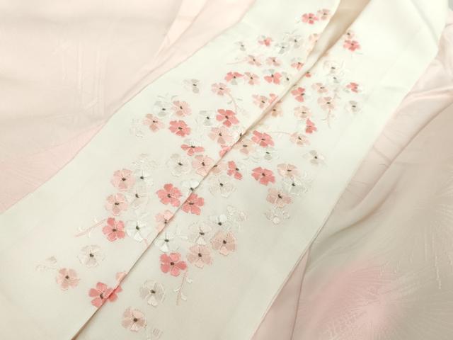 平和屋着物●振袖用長襦袢　袷　渡橋松葉地紋　暈し染め　半衿刺繍　正絹　逸品　DABF1211ud