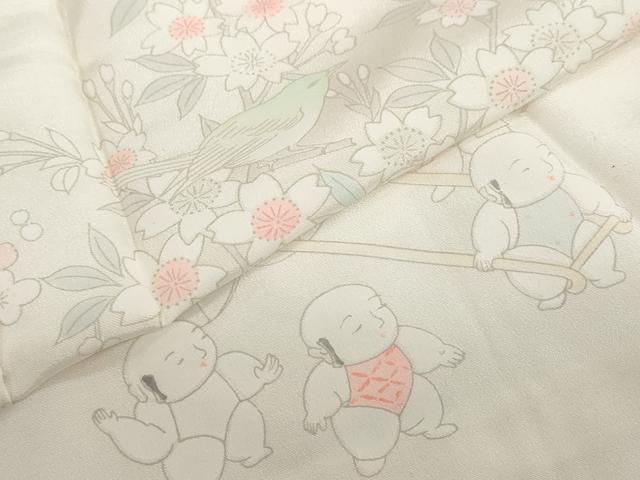平和屋着物●長襦袢　無双仕立て　童子遊び　正絹　逸品　DABF1212ud