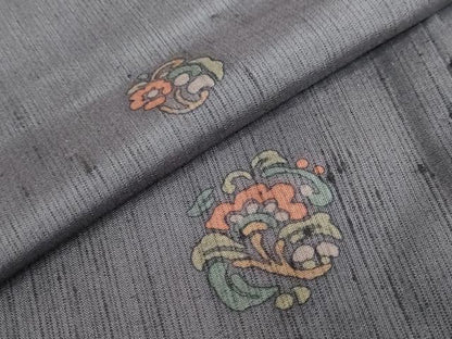 平和屋着物●上質な紬　草花丸文　正絹　逸品　DABF1215ud