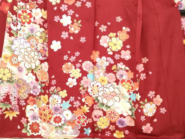 平和屋着物●豪華振袖　刺繍　手毬草花文　金彩　正絹　逸品　DABF1217ud