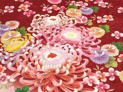 平和屋着物●豪華振袖　草花文　暈し染め　金彩　正絹　逸品　DABF1218ud