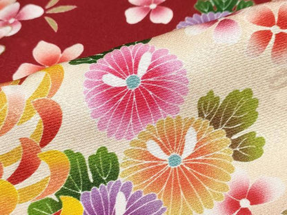 平和屋着物●豪華振袖　草花文　暈し染め　金彩　正絹　逸品　DABF1218ud