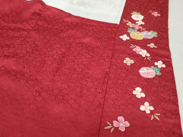 平和屋着物●豪華振袖　草花文　暈し染め　金彩　正絹　逸品　DABF1218ud