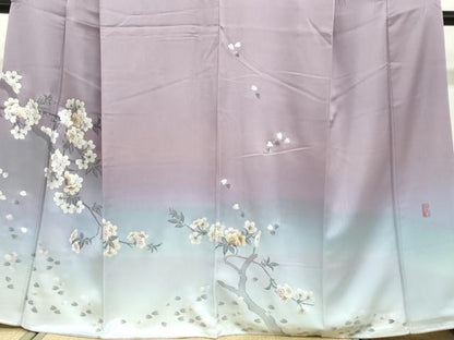 平和屋着物●訪問着　枝花文　暈し染め　金銀彩　さが美扱い　正絹　逸品　DABF1220ud