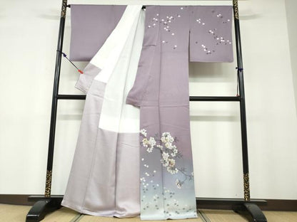 平和屋着物●訪問着　枝花文　暈し染め　金銀彩　さが美扱い　正絹　逸品　DABF1220ud