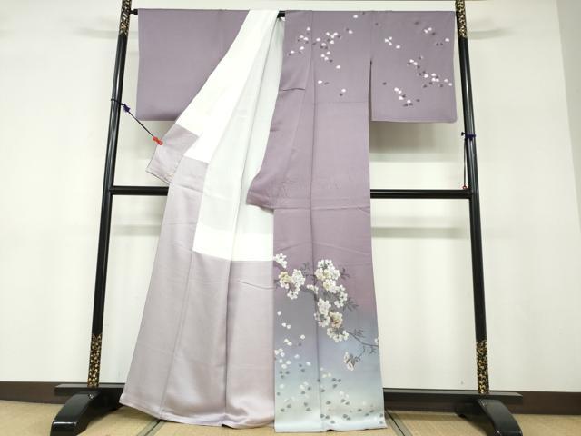 平和屋着物●訪問着　枝花文　暈し染め　金銀彩　さが美扱い　正絹　逸品　DABF1220ud