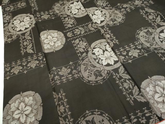 平和屋着物●本場大島紬　9マルキ　草花文　正絹　逸品　DABF1221ud