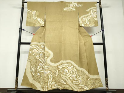 平和屋着物●訪問着　絞り　道長草花丸文　蛍暈し　正絹　逸品　DABF1222ud