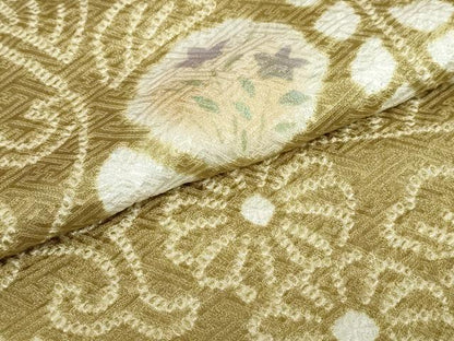 平和屋着物●訪問着　絞り　道長草花丸文　蛍暈し　正絹　逸品　DABF1222ud