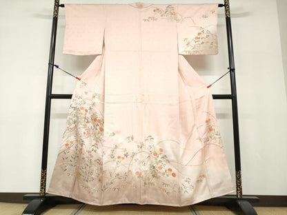 平和屋着物●訪問着　草花文　暈し染め　金彩　正絹　逸品　未使用　DABF1228ud