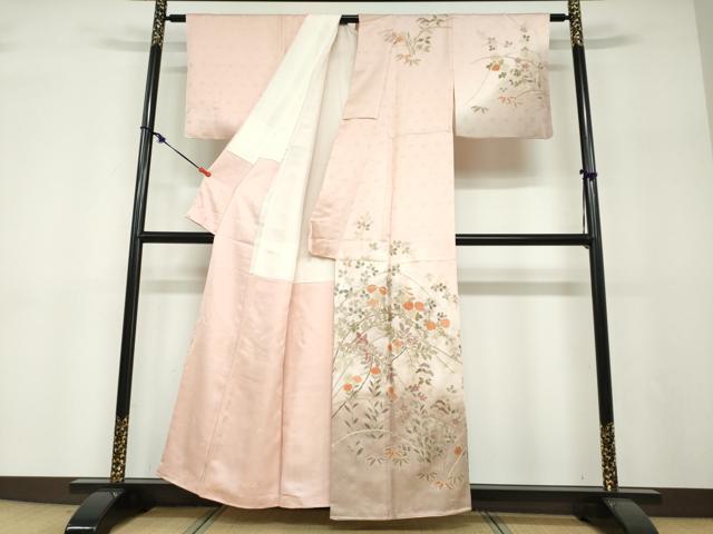 平和屋着物●訪問着　草花文　暈し染め　金彩　正絹　逸品　未使用　DABF1228ud