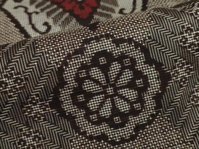 平和屋着物●本場大島紬　龍郷絣　花菱文　正絹　逸品　DABF1230ud