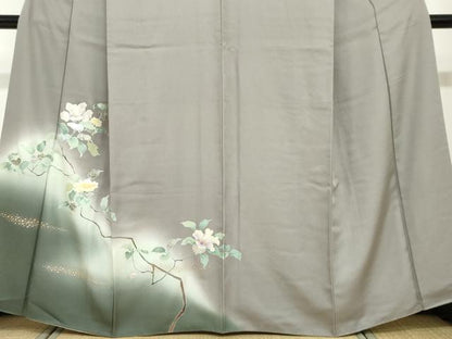 平和屋着物●訪問着　枝花文　暈し染め　金銀彩　正絹　逸品　DABF1233ud