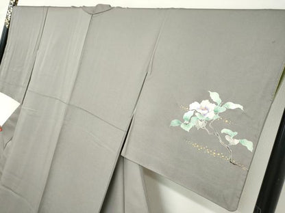 平和屋着物●訪問着　枝花文　暈し染め　金銀彩　正絹　逸品　DABF1233ud