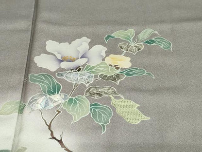 平和屋着物●訪問着　枝花文　暈し染め　金銀彩　正絹　逸品　DABF1233ud