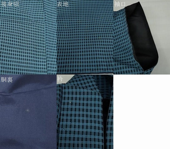 平和屋着物●男性　小紋　格子文　正絹　逸品　未使用　DABF1234ud