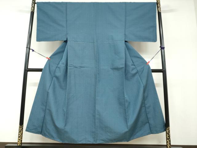 平和屋着物●男性　小紋　格子文　正絹　逸品　未使用　DABF1234ud