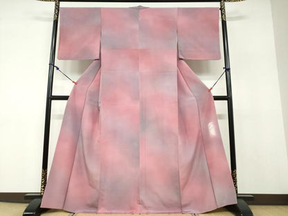 平和屋着物●染色作家　斉藤三才　小紋　霞文　正絹　逸品　DABF1235ud