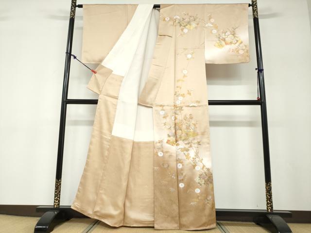 平和屋着物●訪問着　螺鈿　地紙重ね草花文　暈し染め　金銀彩　正絹　逸品　未使用　DABF1236ud