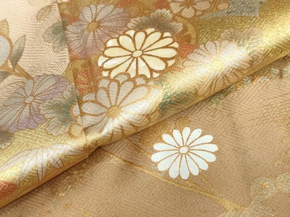 平和屋着物●訪問着　螺鈿　地紙重ね草花文　暈し染め　金銀彩　正絹　逸品　未使用　DABF1236ud