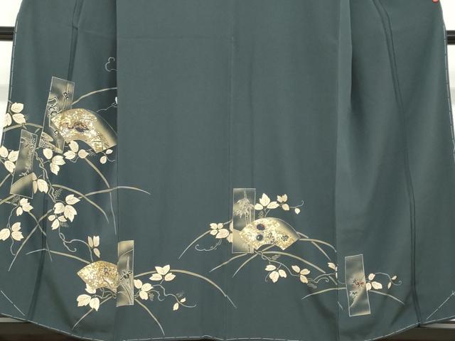 平和屋着物●訪問着　短冊花鳥文　金銀彩　正絹　逸品　未使用　DABF1237ud