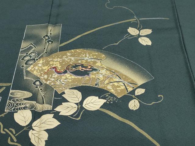 平和屋着物●訪問着　短冊花鳥文　金銀彩　正絹　逸品　未使用　DABF1237ud