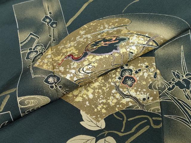 平和屋着物●訪問着　短冊花鳥文　金銀彩　正絹　逸品　未使用　DABF1237ud