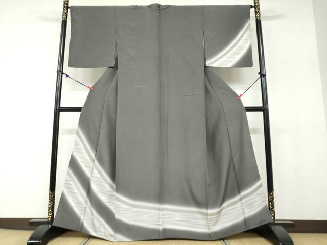 平和屋着物●訪問着　紬地　霞文　正絹　逸品　DABF1238ud