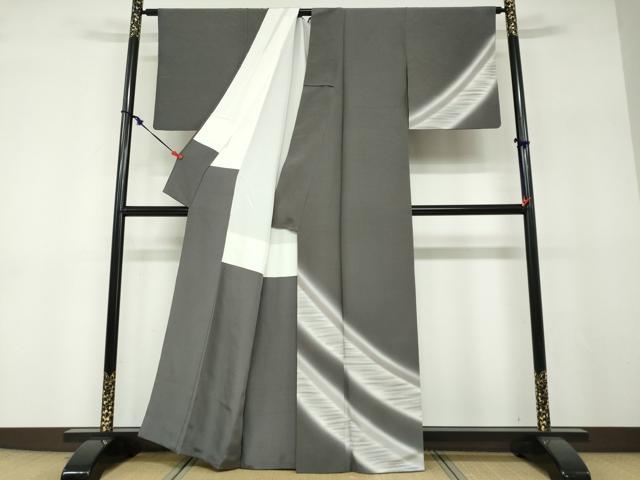 平和屋着物●訪問着　紬地　霞文　正絹　逸品　DABF1238ud