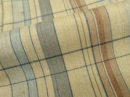 平和屋着物●上質な紬　変わり格子文　正絹　逸品　未使用　DABF1242ud