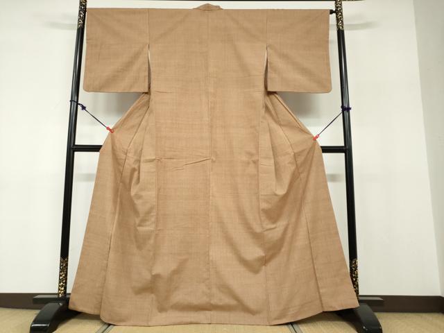 平和屋着物●本場結城紬　重要無形文化財　丁子色　正絹　逸品　DABF1245ud