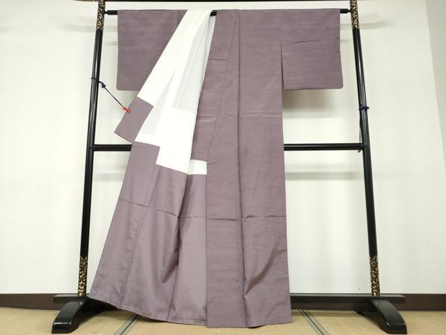 平和屋着物●上質な紬　二藍色　正絹　逸品　DABF1246ud