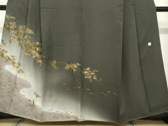 平和屋着物●漆工芸作家　金森一博　訪問着　笹竹文　暈し染め　金彩　正絹　逸品　DABF1247ud