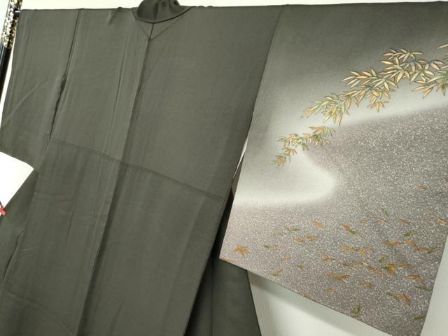 平和屋着物●漆工芸作家　金森一博　訪問着　笹竹文　暈し染め　金彩　正絹　逸品　DABF1247ud