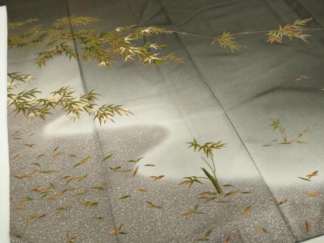 平和屋着物●漆工芸作家　金森一博　訪問着　笹竹文　暈し染め　金彩　正絹　逸品　DABF1247ud