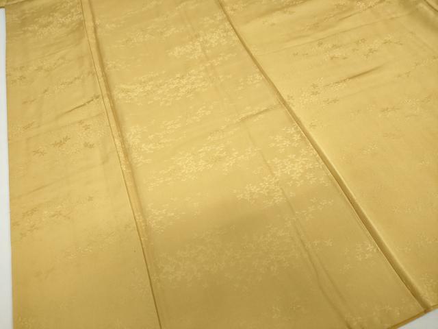 平和屋着物●上質な色無地　舞花地紋　山吹茶色　正絹　逸品　DABF1248ud