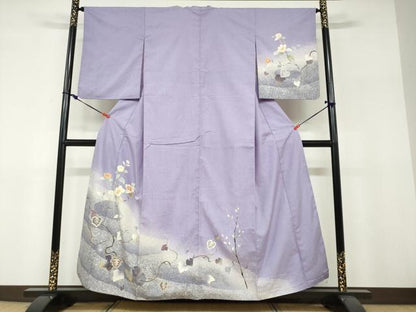 平和屋着物●訪問着　紬地　蔦の葉文　正絹　逸品　DABF1249ud